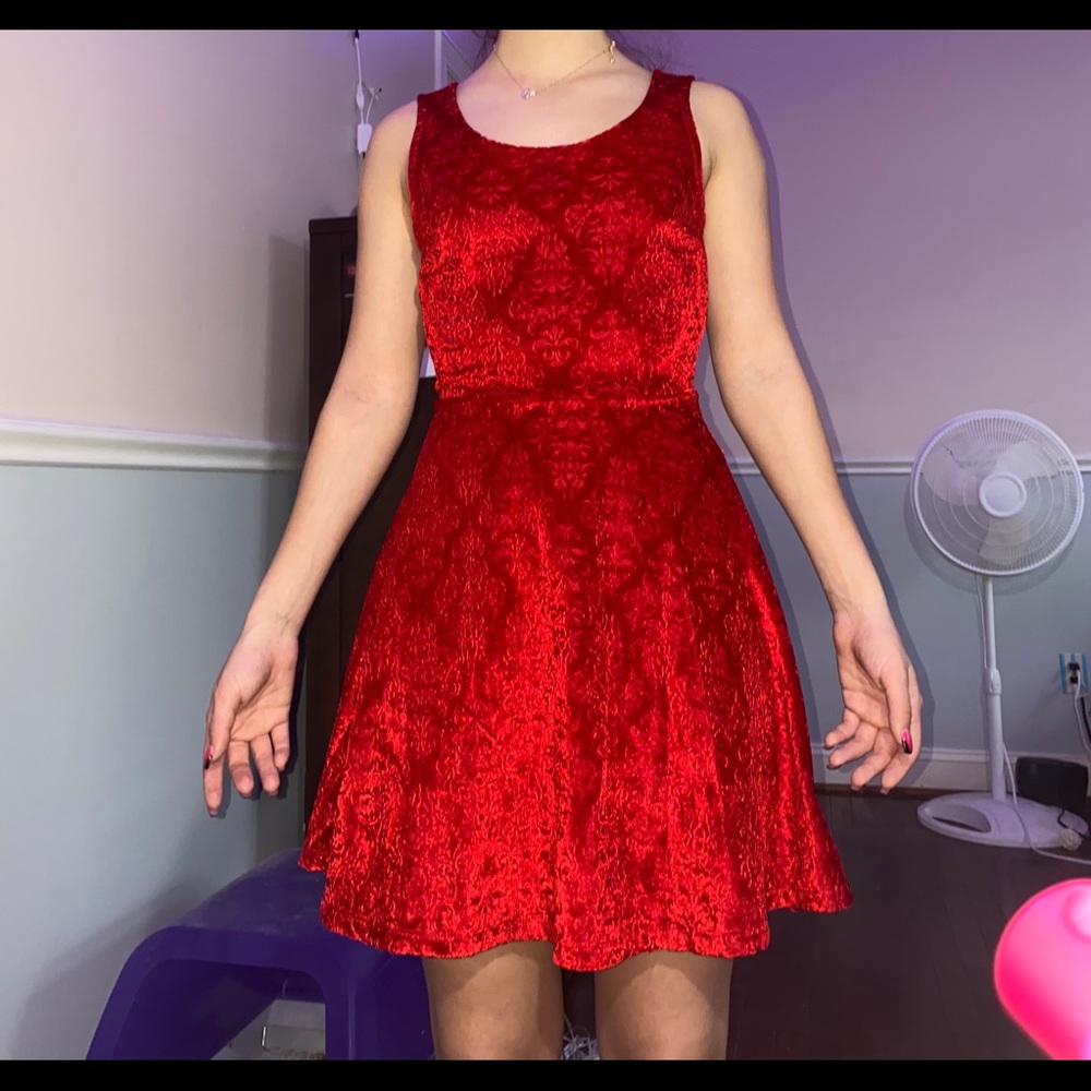 Red velvet dress